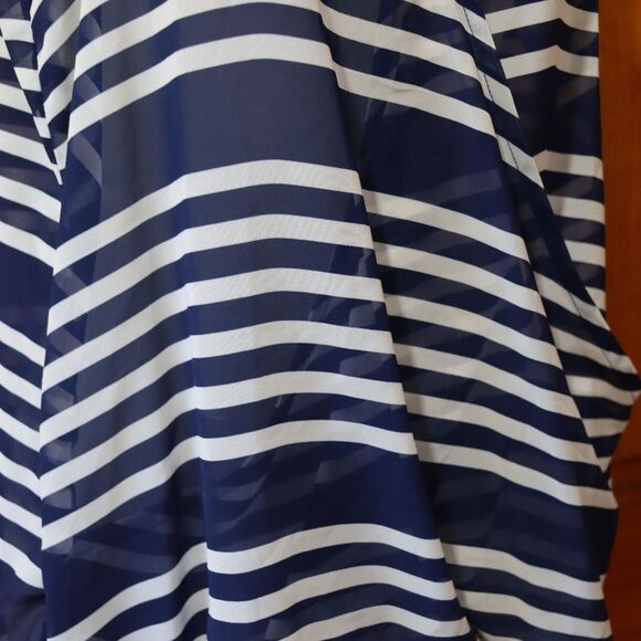 Charming Charlie Blue & White Sheer Striped Y2K Draped Top Medium - Picture 4 of 10
